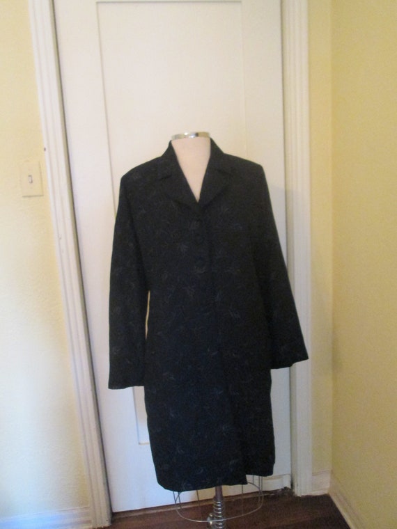 Vintage Long Blazer Jacket Navy Embroidered Blazer