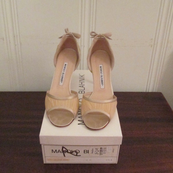 Vintage Manolo Blahnik Chiffon Satin D'Orsay Peep Toe 6.5B