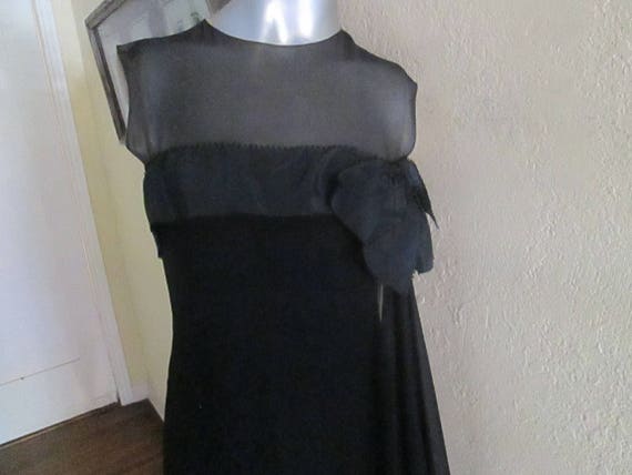 Vintage 1950s Cocktail Dress Black Big Bow Size 6… - image 7