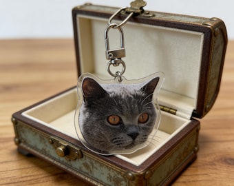 Brelok z wizerunkiem kota i psa – spersonalizowany prezent ze zdjęciem zwierzaka, uroczy dodatek dla miłośnika zwierząt, wyjątkowa pamiątka ze zwierzakiem