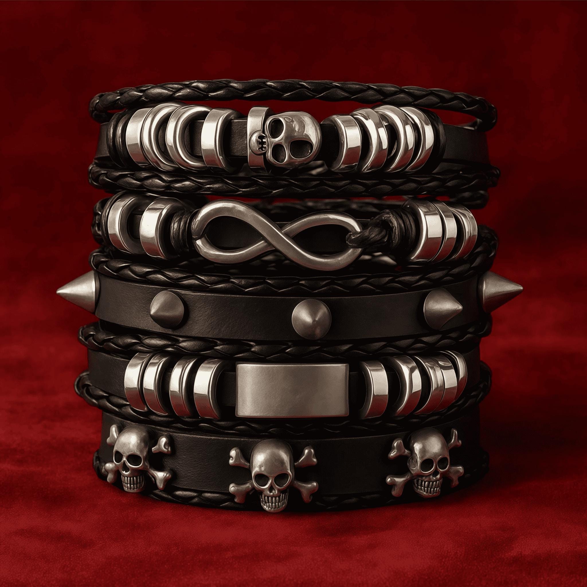 Spike Skull Bracelet - Etsy