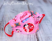 Ready to-ship Adult size Pink Betty Boop cotton double layer face mask with elastic