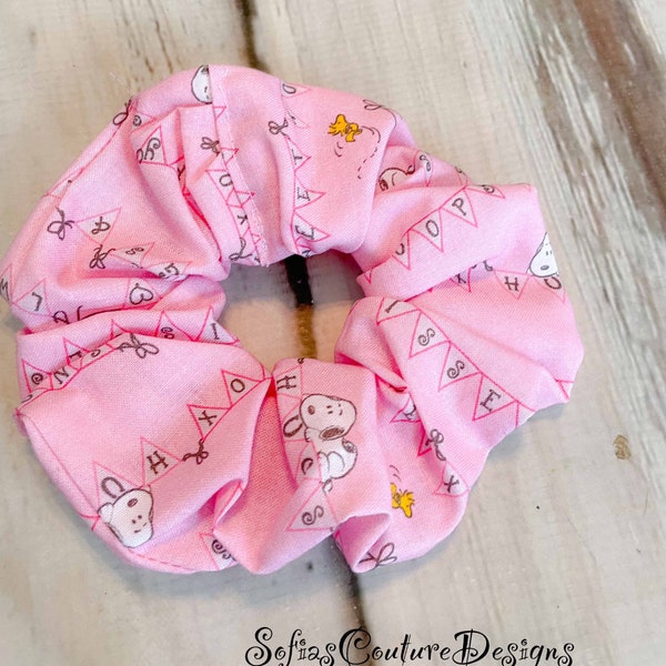 Ready to ship pink Snoopy scrunchie hair tie hair accessory