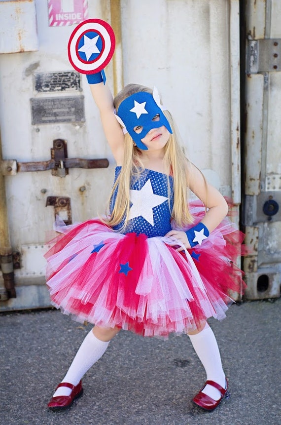 Items similar to Superhero girls inspired tutu dress and costume in red blue and white on Etsy