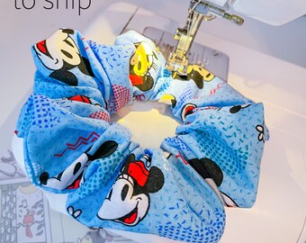 Disney Mickey and Minnie blue faces cotton scrunchies