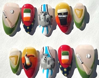 Ireland Inspired Press on Nail Set | Guinness | Toucan | Limerick | Reusable | Original Design | 3D Gel