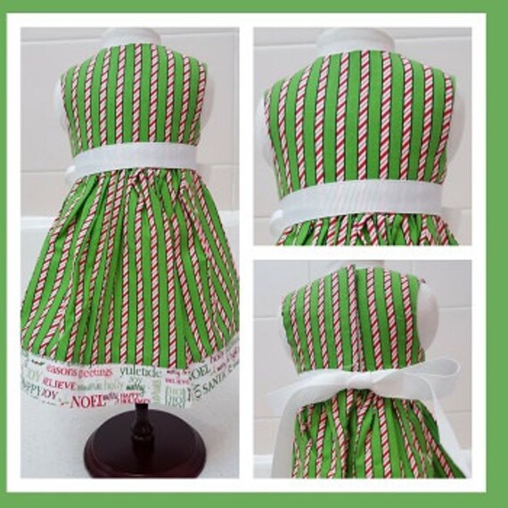 Candy Cane Christmas Dress American Made 18 & 14 Inch Doll Clothes