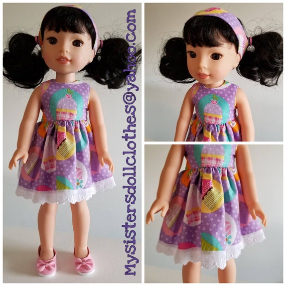 Cupcake Polka Dot Dress and headband for 14.5 Inch Wish Doll