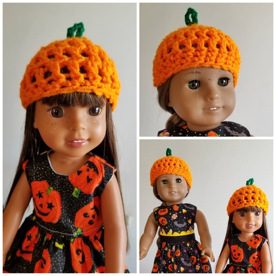 Pumpkin Crochett Hats for 14 and 18 Inch  Dolls