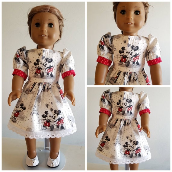 Mickey and Minnie Mouse in Paris Dress American Made 18 Inch Doll Clothes