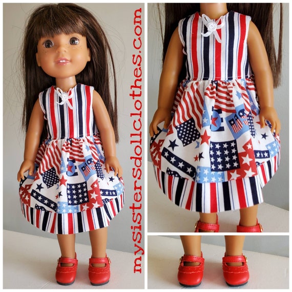 4th of July Dress  for 14.5 Inch Doll Wellie Wisher