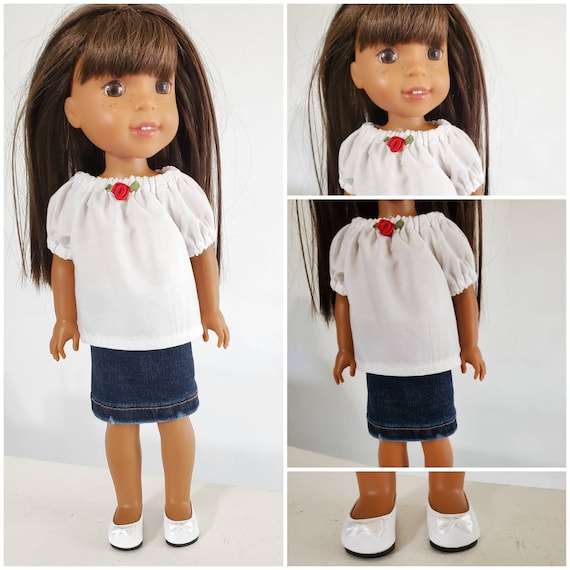 Denim Skirt and Top for Wellie 24 Inch  Doll and Disney Toddler Doll.