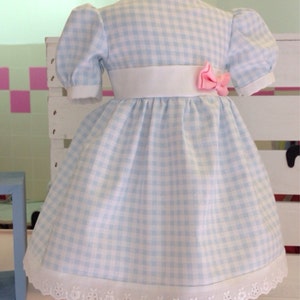 Blue and White Gingham Dress American Choose 18 inch or 14 inch Size.
