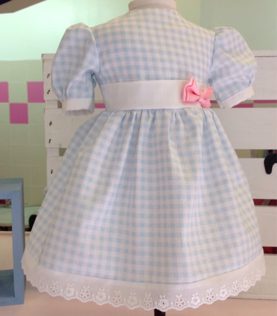 Blue and White Gingham Dress American Choose 18 inch or 14 inch Size.