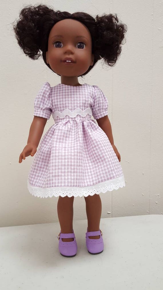 Purple Gingham Dress for your Wellies Wisher and Disney Toddler Doll