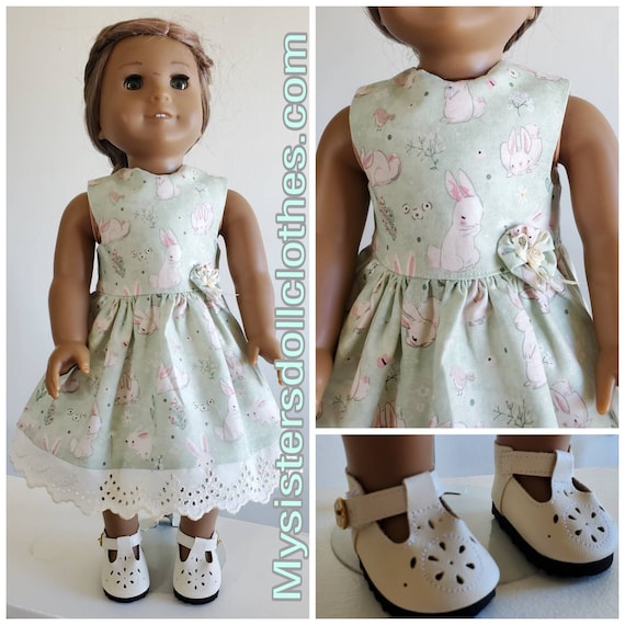 Bunnies Galore and Lace Dress American Made for your 18 Inch Doll Clothes