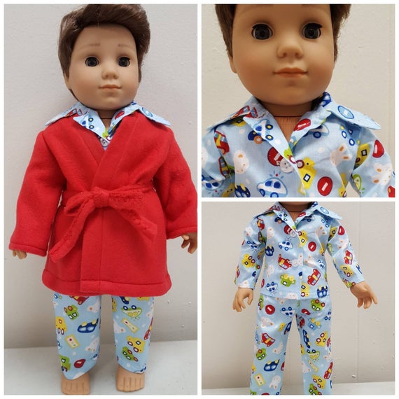 Red Bathrobe or PJ'S for Logan. 18 Inch Doll American Handmade