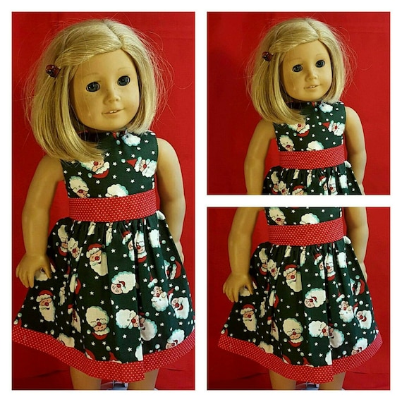 Santa Christmas Dress American Handmade for your 18 and 14 Inch Doll