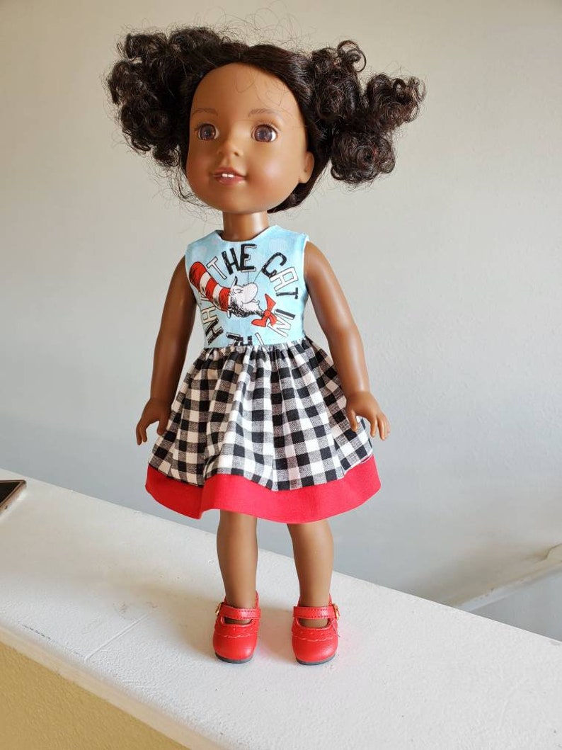 Cats in the Hat Dress With Black and White Check Skirt. I Have Etsy