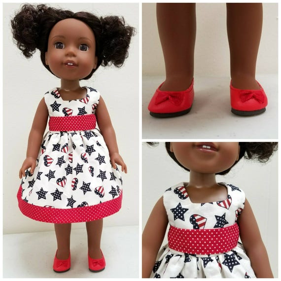 Red, White and Blue  Patriotic Dress for 14 Inch Dolls Forth of July