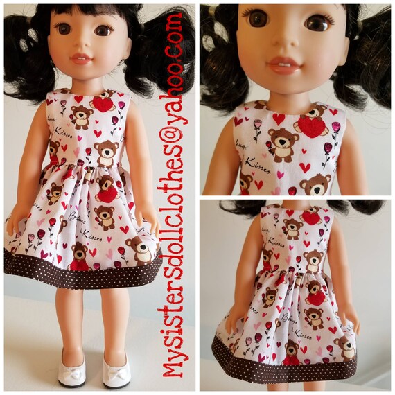 America Made to Fit 14 inch Dolls and 18 Inch Dolls Bear and Hearts Dress