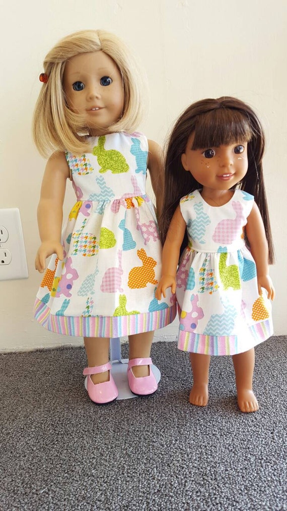 Wellie  Wisher or American Girl White Bunny Dress for her Easter Basket