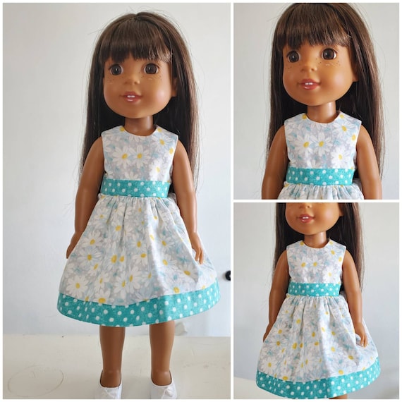 Spring Daisy Dress for the 18 Inch Doll or 14 inch Doll Handmade American.