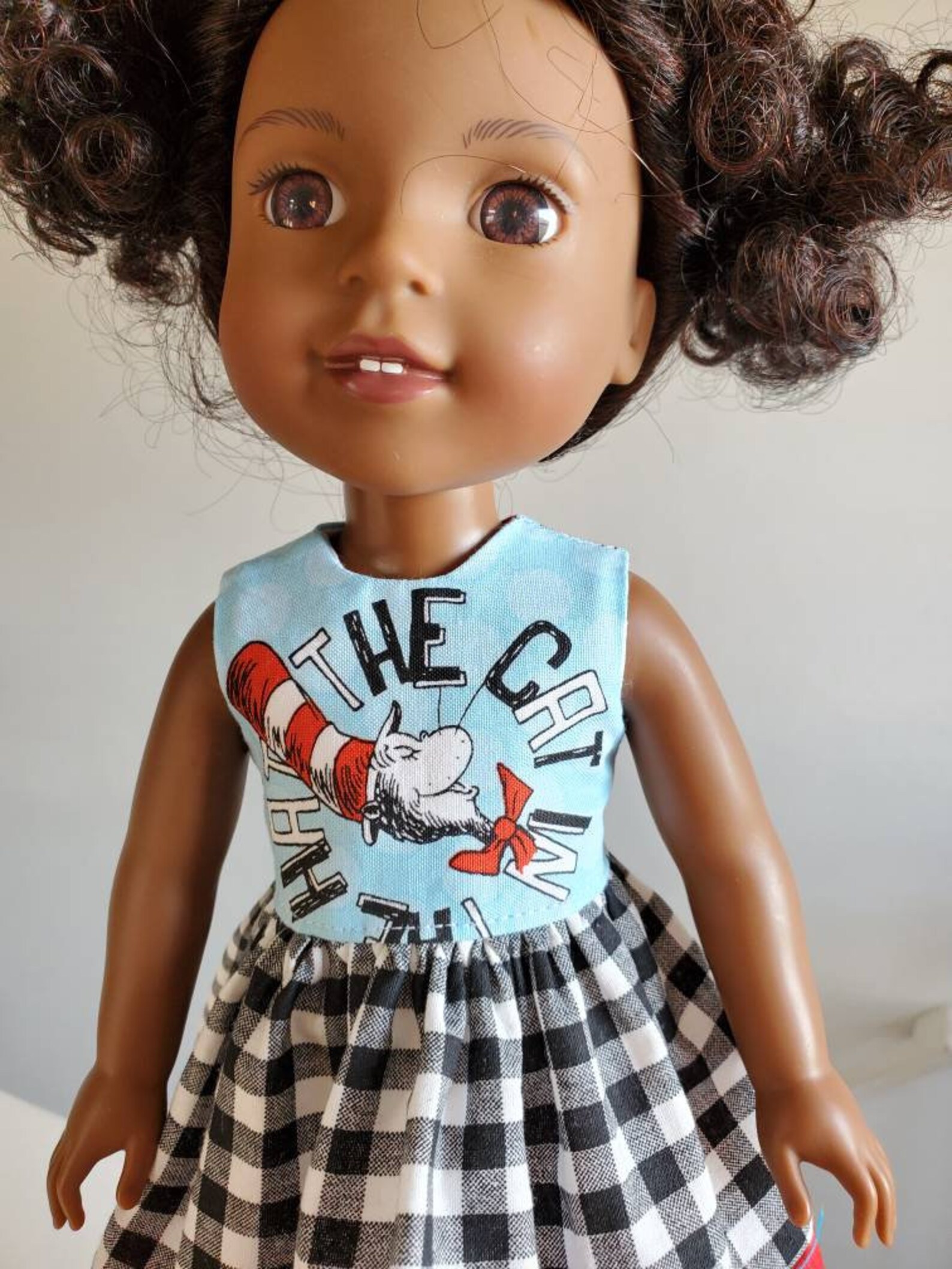 Cats in the Hat Dress With Black and White Check Skirt. I Have Etsy