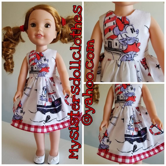 Minnie or Mickey Mouse  Ship Dress for Wellie Wishers Dolls Disney Cruise