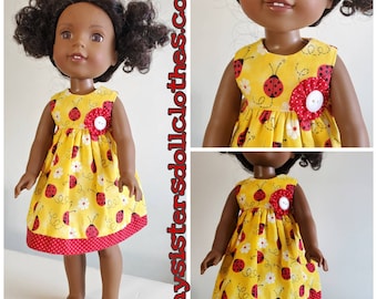Lady Bug Dress for the 14.5 Inch Doll Wellie Wisher and 18 inch American Doll