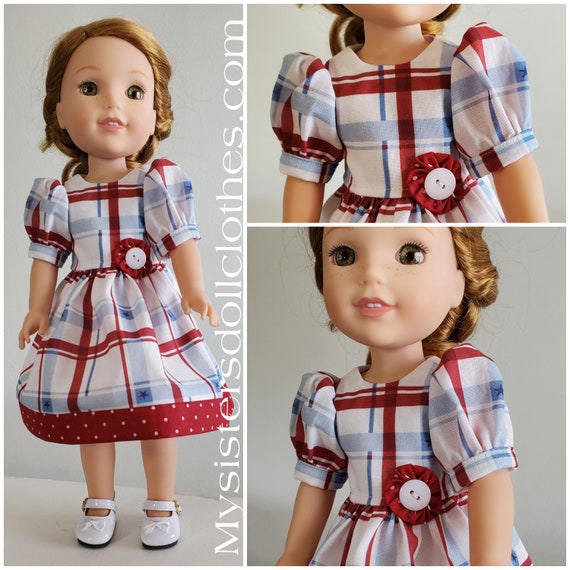 Cute red, white and blue plaid Dress for the Holidays! Your Wellie wants one!