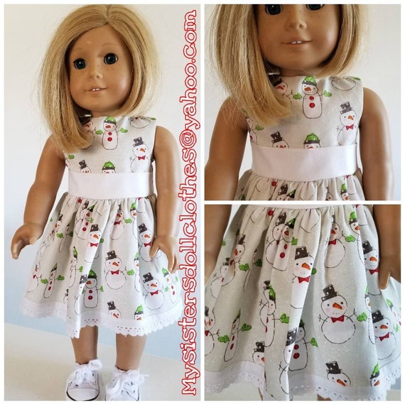 Christmas Snowman Dress for 14 and 18 inch Dolls