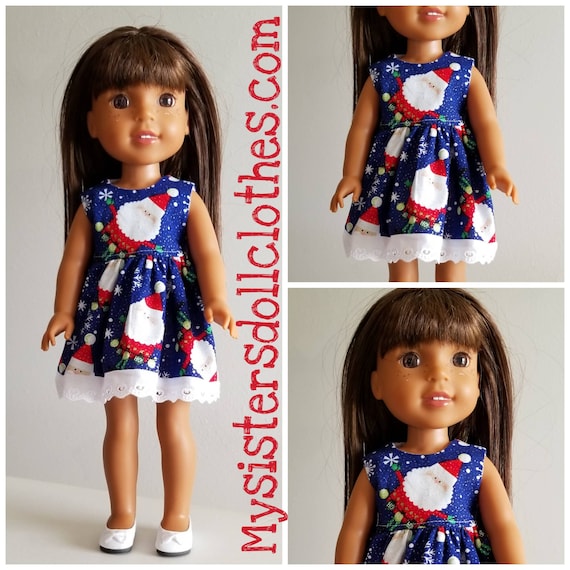 Christmas Santa Dress for 14 Dolls Wellie Wisher Doll or 18 inch American Girl.