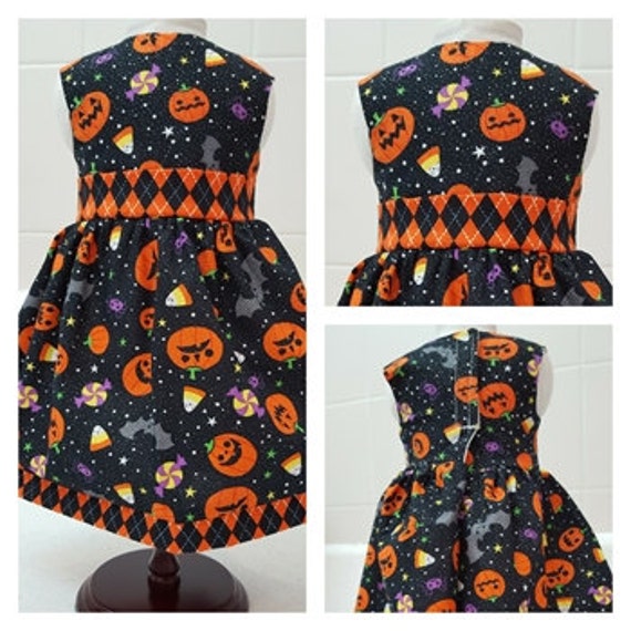 Pumpkins and Candy Corn Halloween Dress for your 18 Inch American Girl Doll