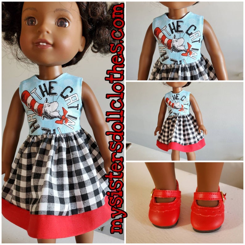 Cats in the Hat Dress With Black and White Check Skirt. I Have Etsy