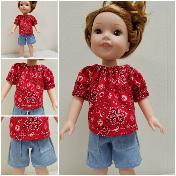 Shorts and Top for 14 Inch Doll.