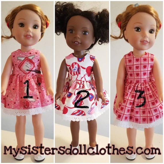 14 Inch Doll Heart Dresses.  3 Dresses to Choose From