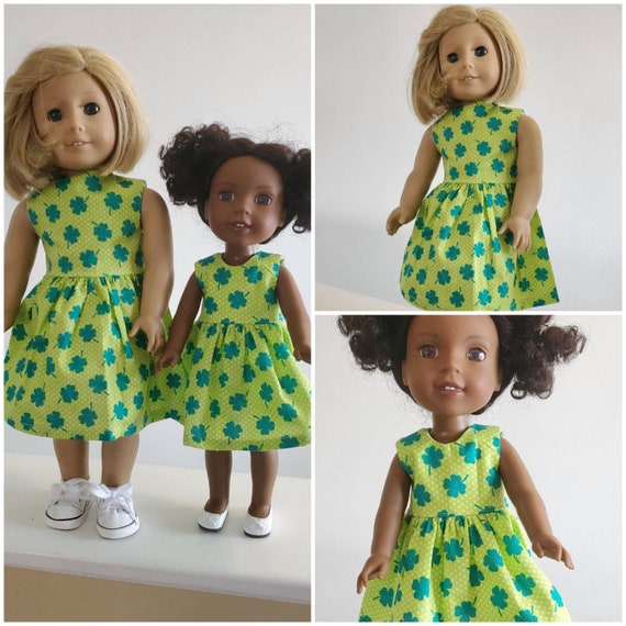 St. Patty Irish Clover Day Dress for your  AG and WW Dolls.