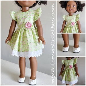 Pretty Green Flowered Dress  for 14.5 Inch Doll Wish