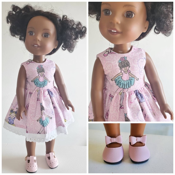Pretty Pink Ballerinas Dress for Wellie. 4 Ballerinas to Choose From. Shoes Sold Below