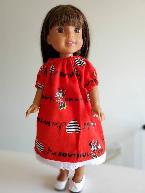 Minnie Mouse Flanel Nightgown to fit 14 Inch  Doll or 18 Inch Dolls.