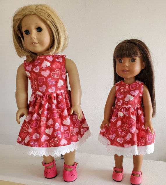 Heart Valentine's Dress and Shoes for Your 18 Inch or 14 inch Dolls.