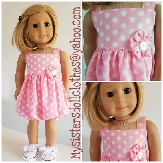 Polka Dot Bubble Dress 18 Inch Girl Doll Handmade American