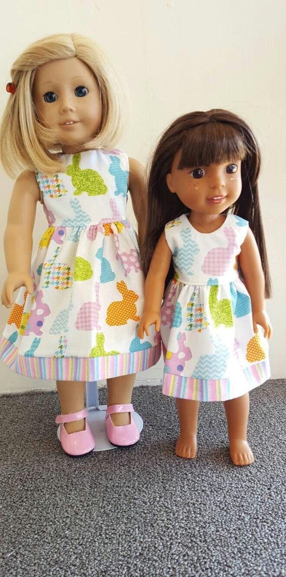 Wellie  Wisher or American Girl White Bunny Dress for her Easter Basket