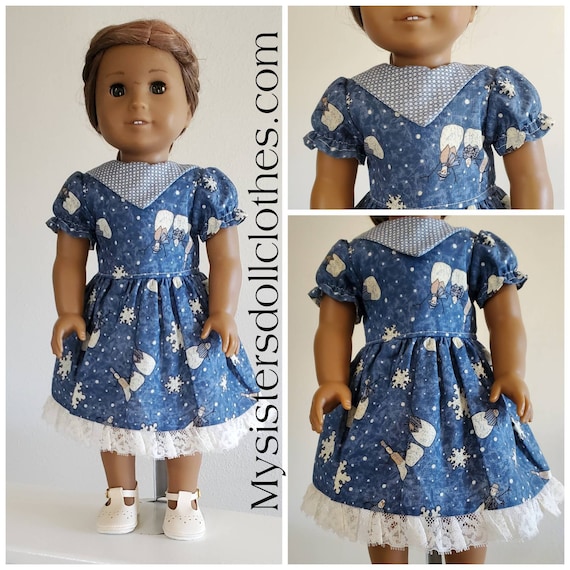 2 Piece Outfit. Snowmen and Snowflakes Dress with Beigh Shoes. Handmade American