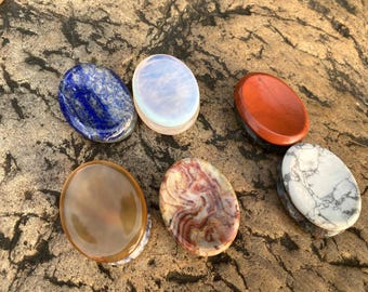 Natural Crystal Worry Stone for Pocket, Smooth Thumb Stone for Stress Relief and Positive Energy
