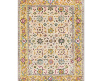 Alfombra de lana Oushak de diseño moderno, color marfil, de 8 x 10 pulgadas, para dormitorio, sala de estar, oficina, alfombras orientales, tamaños de 5 x 8, 6 x 9, 9 x 12, 10 x 14, 12 x 15.
