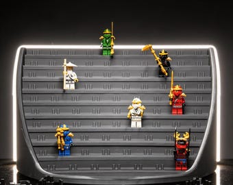 Présentoir pour figurines 90 figurines | Étagère à plusieurs niveaux compatible LEGO® avec fixations pour talons