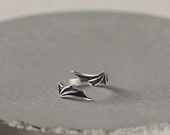 Angel Demon Wings Creative Ring For Men Women Punk Gothic Open Ring Handmade Unisex Jewelry Accessories Gift For Lovers