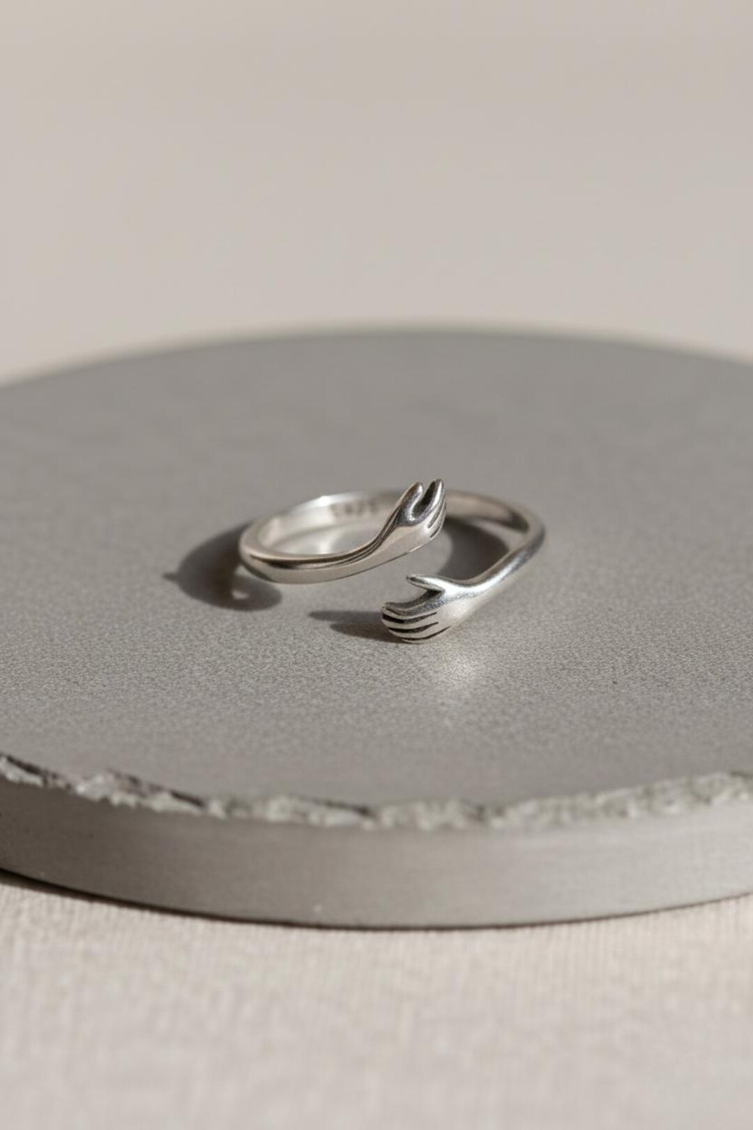 Sterling Silver Hug Ring - Adjustable Hand Embrace, Love Gift - Etsy